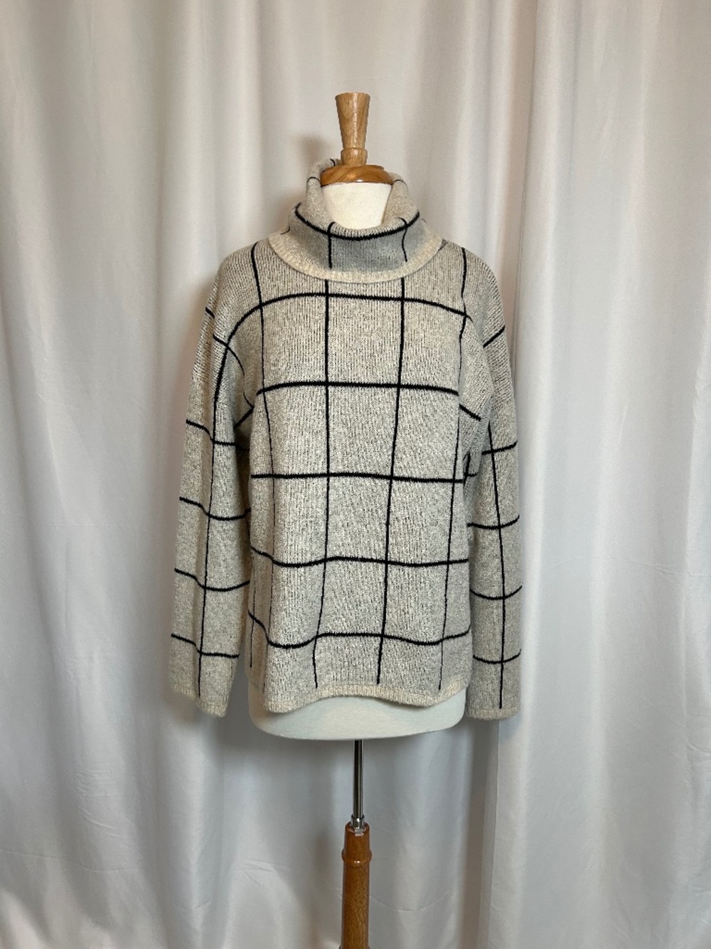 MADEWELL WINDOWPANE TURTLENECK SWEATER - SIZE XL